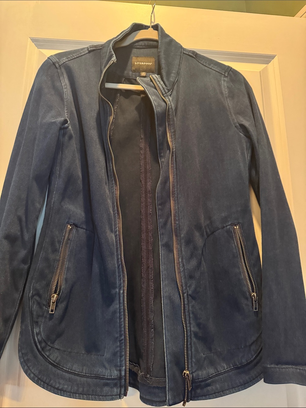 Liverpool Dark Blue Zip-Front Jean Jacket